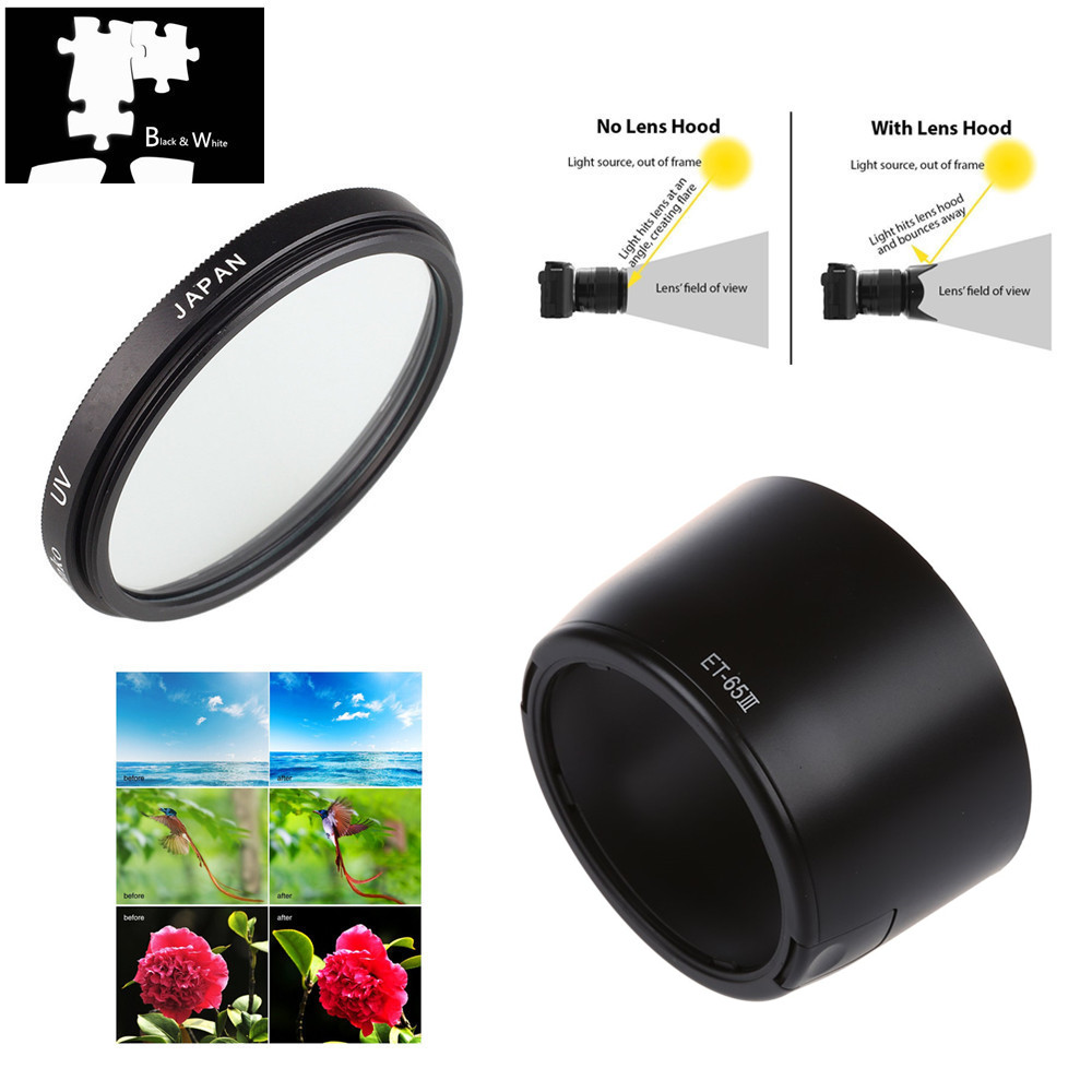 UV Filter Lens Hood for Canon EF 85mm f/1.8 USM / 100mm f/2 / EF 135mm f/2.8 / 100-300mm 70-210mm f/3.5-4.5 USM Lens
