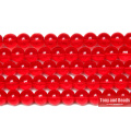 Free Shipping Smooth Red Glass Loose Beads 15" Strand 6 8 10 MM Pick Size For Jewelry Making