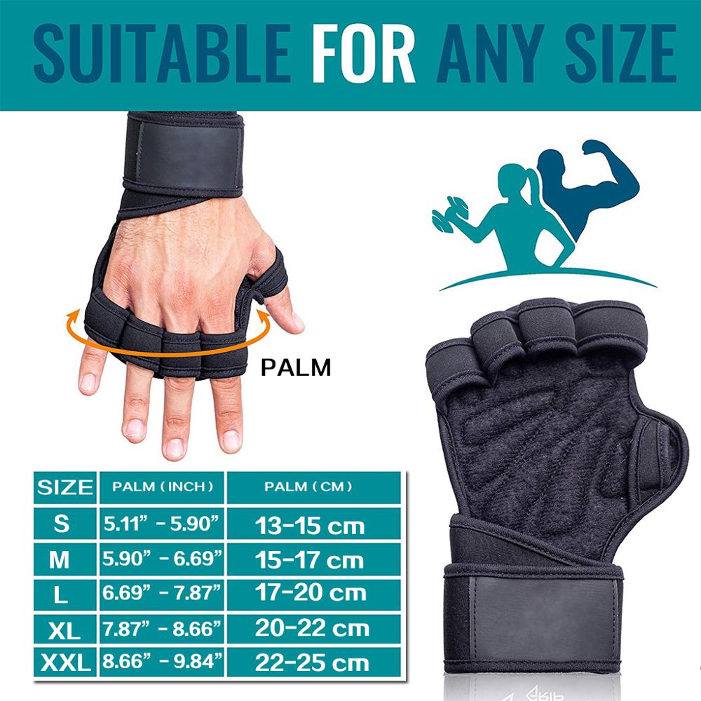 Half Finger Gym Fitness Gloves Hand Palm Protector with Wrist Wrap Support Crossfit Workout Power Weight Lifting