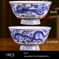 4.5/5/6 Inch Jingdezhen Blue and White Porcelain Bowl Dragon Phoenix Pattern Art Rice Bowls Container Kitchen Dinnerware Decor