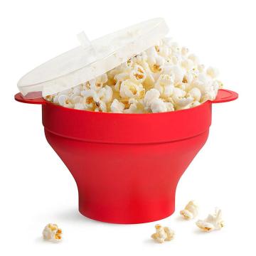 Silica Gel Popcorn Bowl Microwave Folding Popcorn Barrel High Temperature Resistant Large Popcorn Barrel with Cover Drop ship