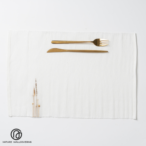 Handcrafted Linen Placemats with White Ground Plant Designs
