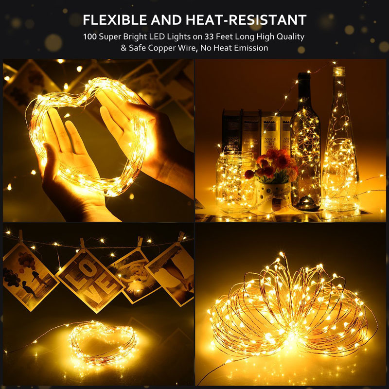 Fairy 2M 5M 10M Battery Operated LED Silver Wire String Lights For Wedding Christmas Garland Festival Party Home Decoration lamp
