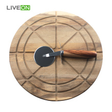 Wooden Pizza Cutting Board With Pizza Knife