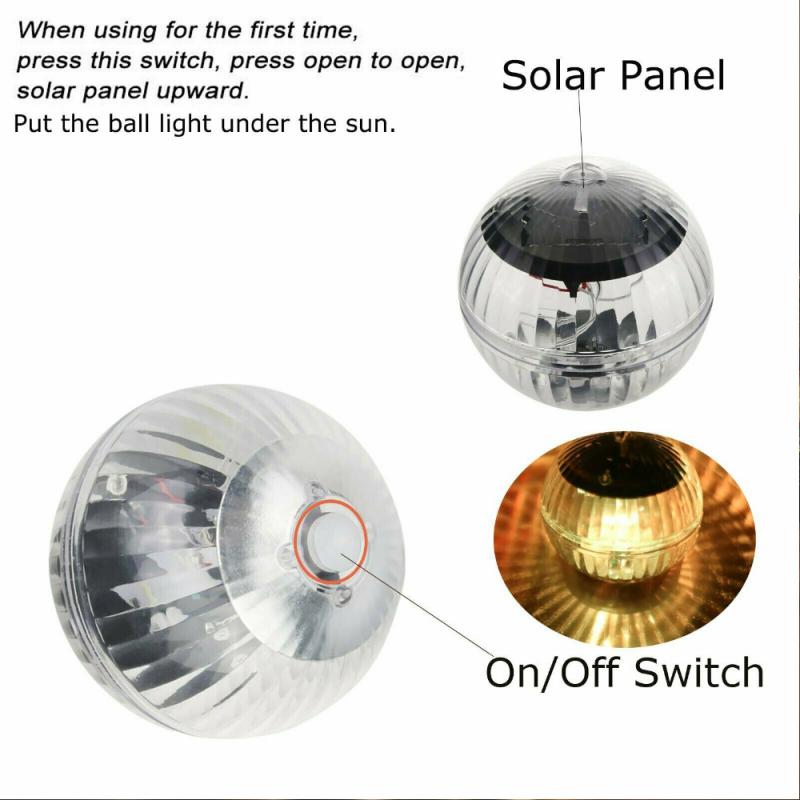Solar Ball Lamp Garden Outdoor Waterproof Hanging Ball Light Swimming Pool Pond Color Changing Pool Light Floating Lamp Led