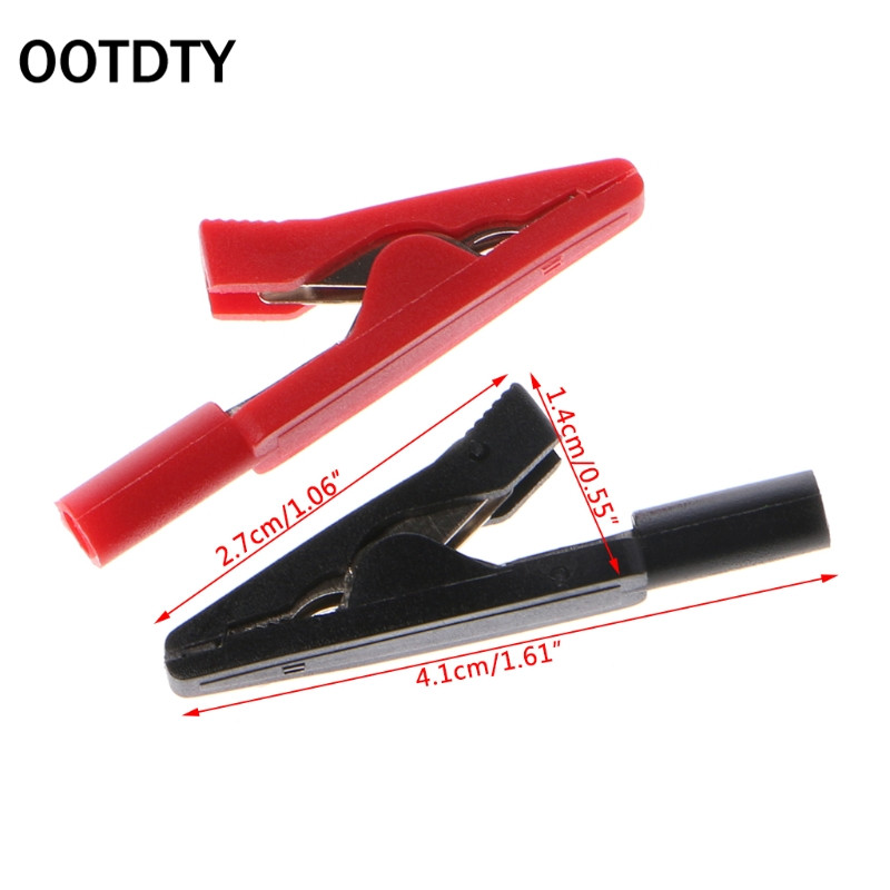 Brand New 2 Pcs Insulated Alligator Clip 2mm Banana Female Adapter Meter Test Probe Black Red