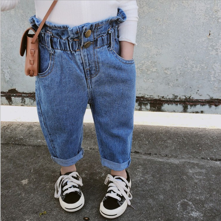 Spring Baby clothing Boys Girls Denim Jeans Dog Paiting Pants Autumn Trousers Black Harem Pants for little Child WUA880602