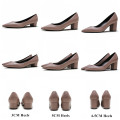 New Big Size Pointed Toe Shoes Square High Heels Genuine Leather Women Pumps Elegant Office Lady Work Female Single Shoes A006
