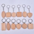 1Pcs Zinc Alloy + Wood Blank Round Rectangle Wooden Key Chain DIY Wood Keychains Key Tags Promotional Gifts