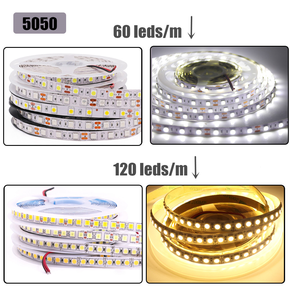 5m LED Strip 2835 5050 5054 120 240leds/m DC12V Flexible Rope Ribbon Tape Light Lamp Natural / Warm White