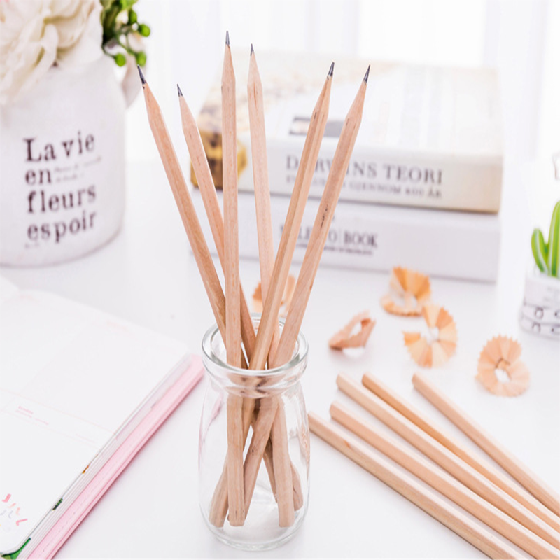 100pcs/lot Cute Natural Wood Pencil HB Blank Non-toxic Standard Pencil Office School Supplies Stationery