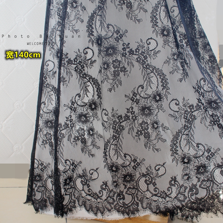 Spring and summer black eyelash lace fabric 150CM width