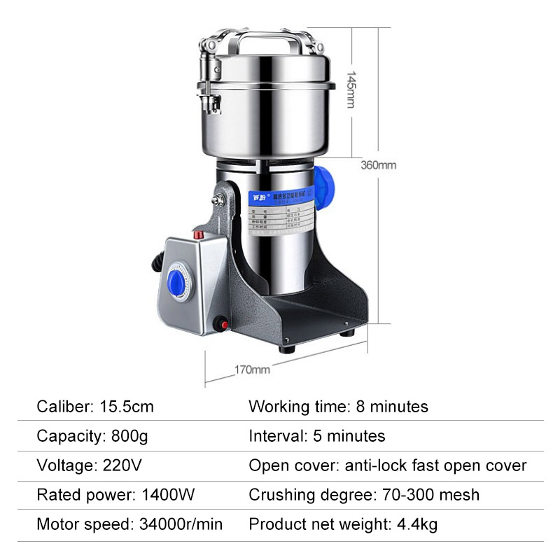 800g Coffee Dry Food Grinder Mill Grinding Machine gristmill home medicine flour powder crusher Grains