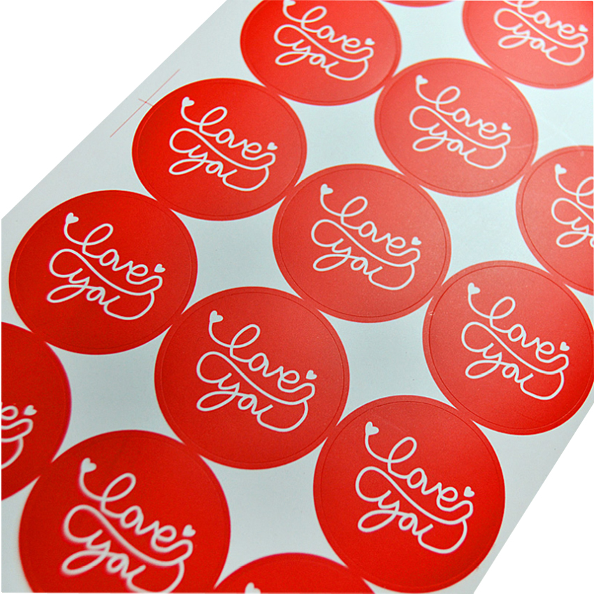 60pcs/Lot New Red Love You Round Handmade Cake Packaging Sealing Label Sticker Baking DIY Party Gift Box Stickers