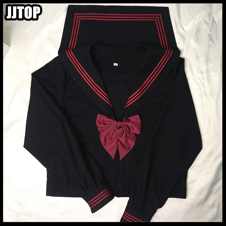 HIGH QUALITY black School girl JK Uniform Japanese Class Sailor School Uniforms Students Clothes Sailor pleated long skirt
