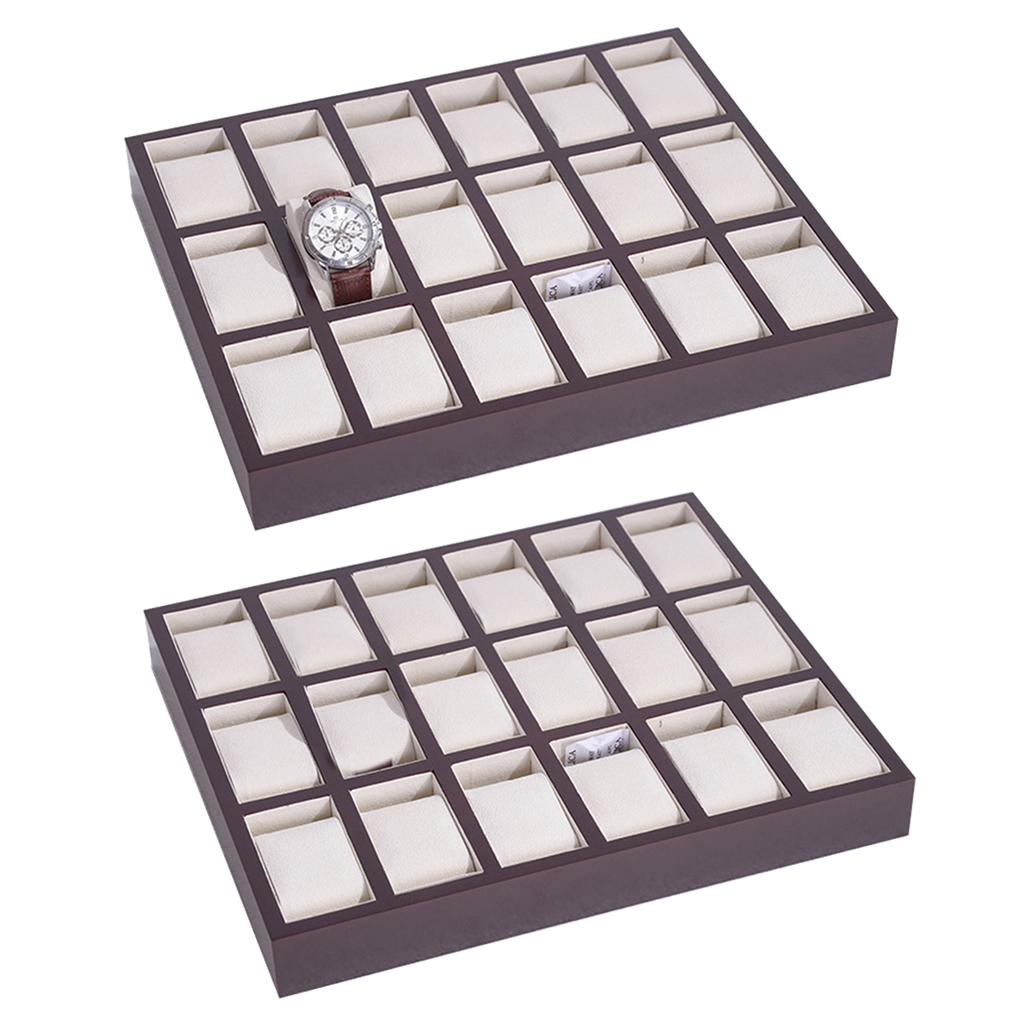 Fashion Wood Watch Box Case Jewelry Display Tray Organizer 18 Compartment Box