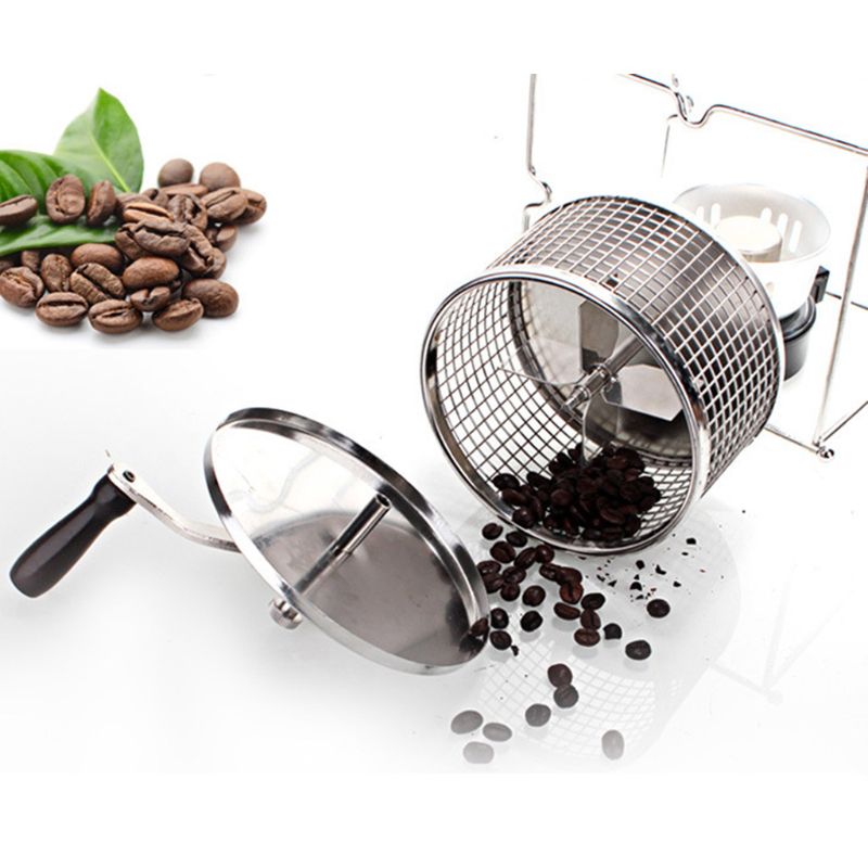 Protable Manual Handy Coffee Bean Roaster Set Stainless Steel Mill Hand Crank