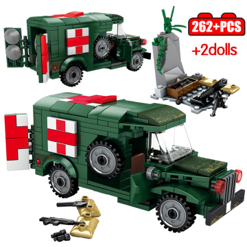 Steel Empire Military Ambulance FT17 Tank Building Blocks WW2 Car Soldier Figures Bricks Toys For Children Boys