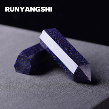 Runyangshi Crystal Pillar Stone 1 Pc Simple Style Blue Natural Crystal Small Crystal Column High Quality Beautiful ZL04