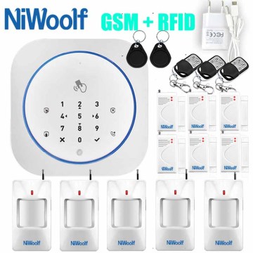 Wireless Home Security GSM Alarm System Intercom Remote Control Autodial 433MHz Detectors IOS Android APP Control Touch Keyboard