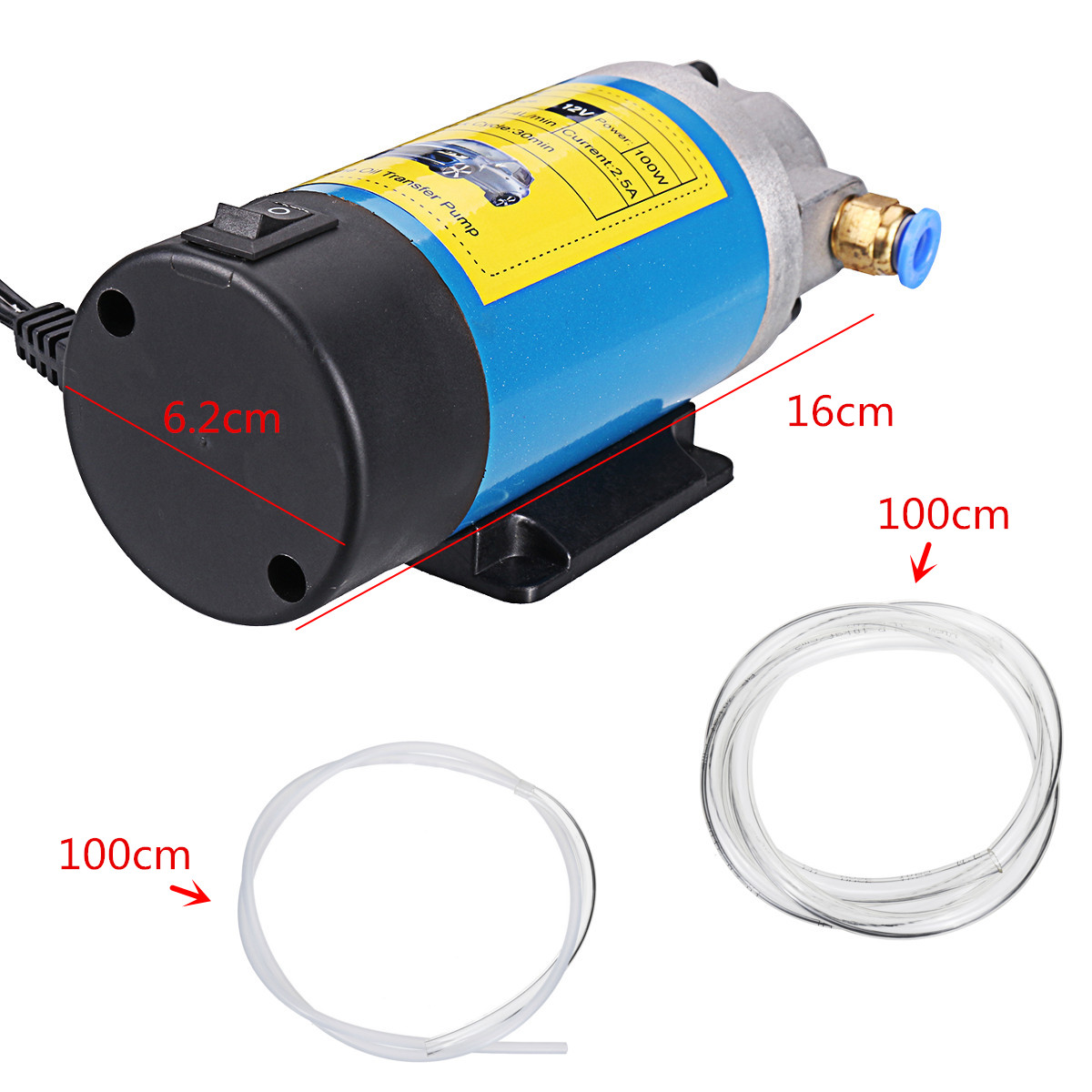 12V 100W Car Electric Portable Motor Diesel Oil Transfer Pump Oil Extractor Suction Pump Oil Fluid Diesel Electric Siphon