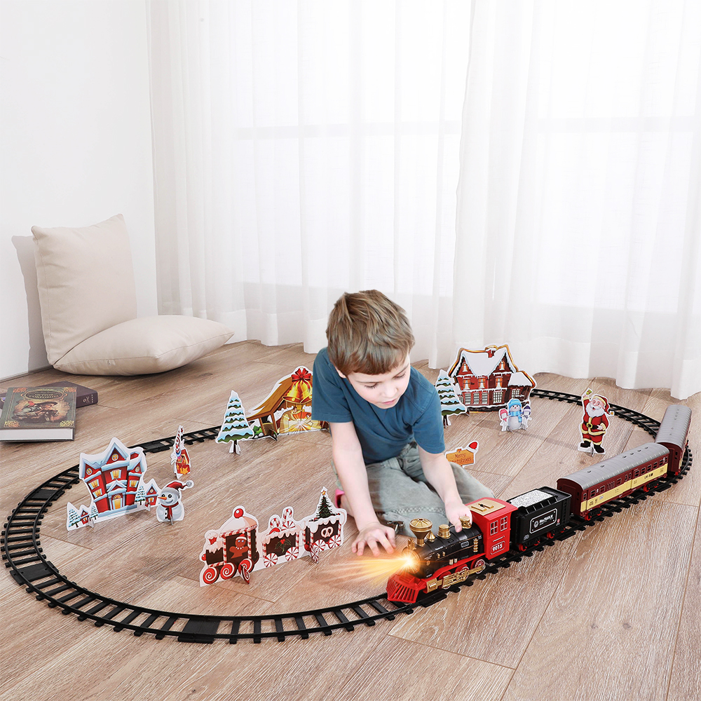 Electric Train Toy Car Railway and Tracks Steam Locomotive Engine Diecast Model Educational Game Boys Toys for Children Kid Gift