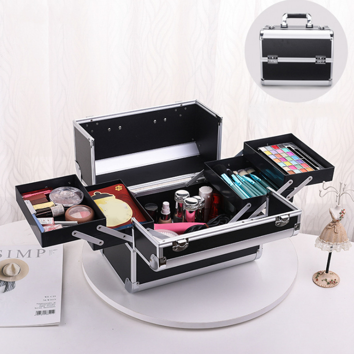 Portable Professional Cosmetic Bag Suitcases For Cosmetics Large Capacity Women Travel Makeup Bags Box Manicure Cosmetology Case