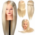 CAMMITEVER Long Hair Blonde Training Hairdressing Wigs Makeup Mannequin Hair Model + Clamp