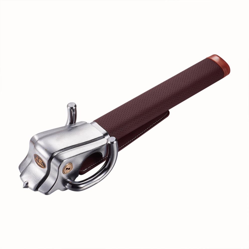 Foldable Car Steering Wheel Lock Anti-theft Three-direction Airbag Locks With Safety Hammer Brown