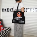 Wholesale 300pcs/lot Black Custom Tote Bag Shopping Add Your Text Printing Original Design Logo Promotional Canvas Shoulder Bag