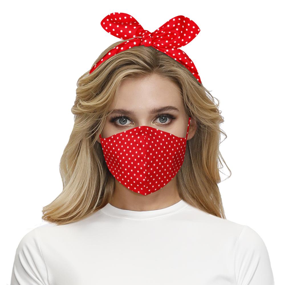 Fashion Print Plaid Headband Dust-Proof Mask Women Multi Purpose Cute Hair Band Accessories Headwear