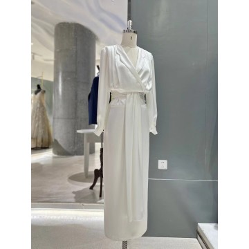 Minimal White Draped Yunxu suit dress