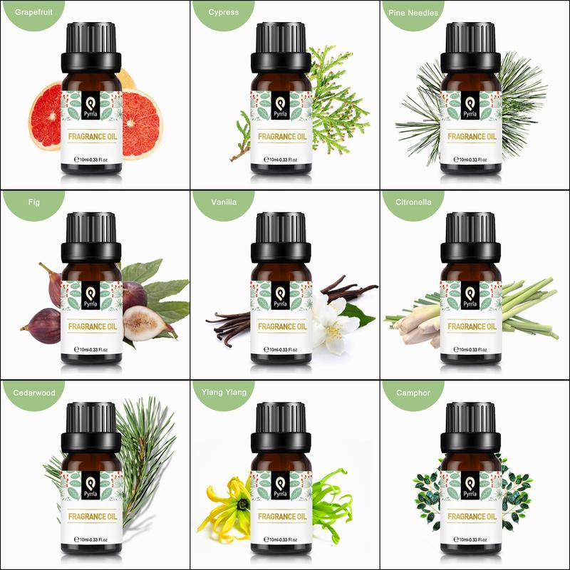 Pyrrla 10ml Essential Oils Cucumber Fragrance Oil For Aromatherapy Lamp Humidifier Citronella Fresh Linen Sandalwood Cedarwood