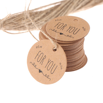 100pcs/lot DIY Kraft Paper Gift Tags FOR YOU For Celebrating Labels Handmade For Wedding Party Decoration Packaging Hang Paper