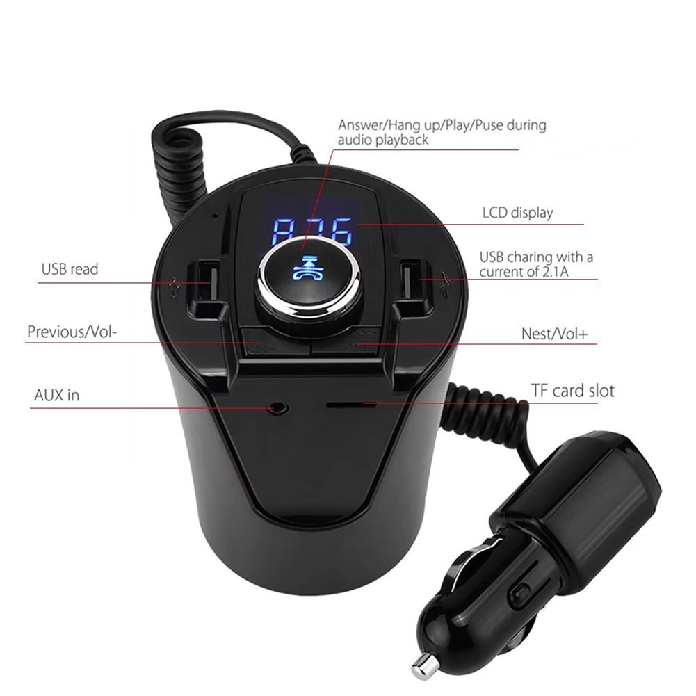 Bluetooth Car Kit MP3 Player FM Transmitter Dual USB Charger Hands-free Car Kit Music Player Support TF Card