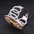 GEM'S BALLET 1.00Ct Natural Rhodolite Garnet Sunflower Rings 925 Sterling Silver Handmade Ring for Women Bijoux Fine Jewelry