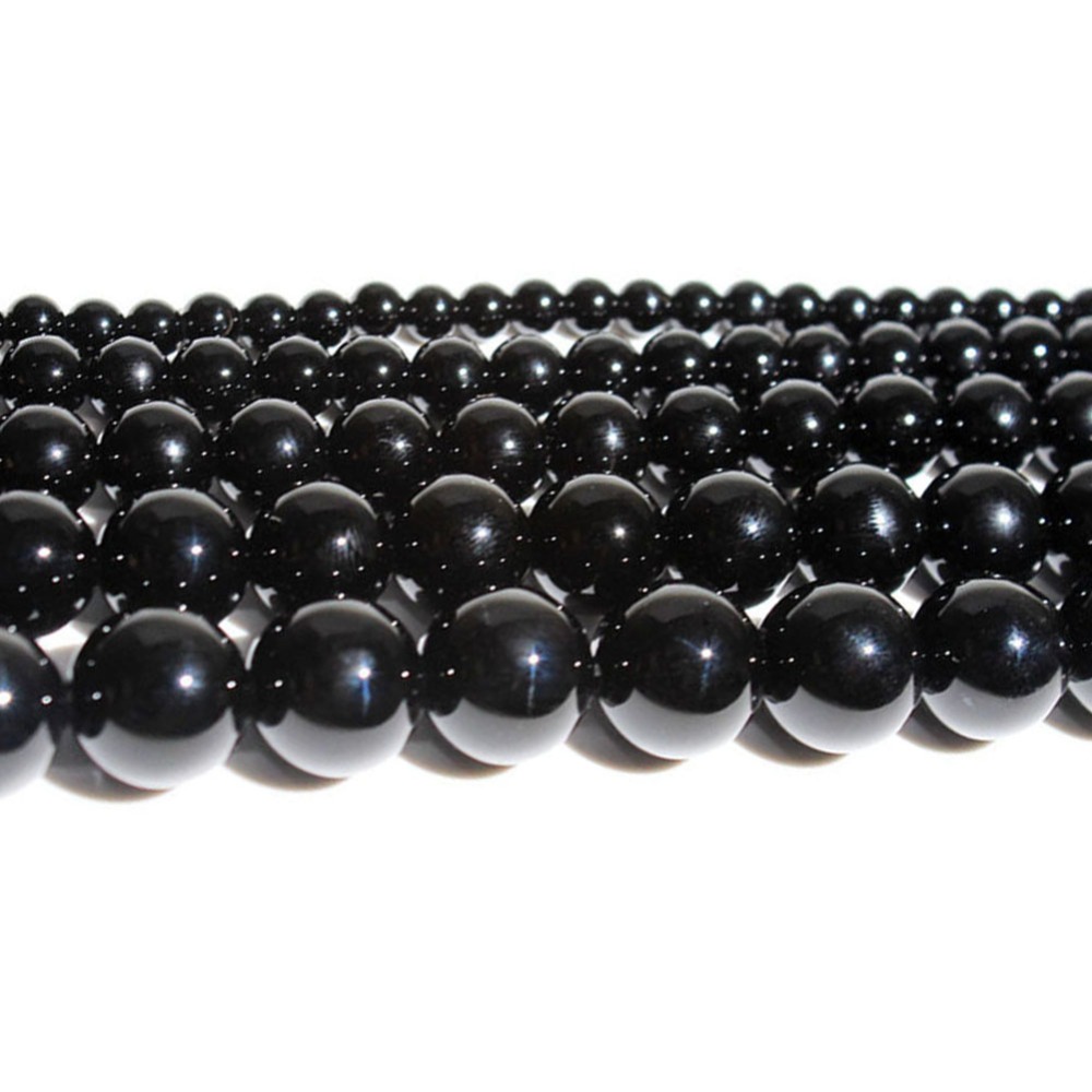 15" Strand Fashion Natural Stone Beads Black Onyx Agat Chalcedony Round Loose Beads For Jewelry Making Bracelet Neck 4-12mm
