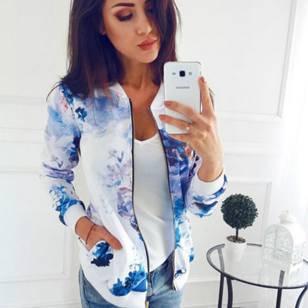 Plus Size Bomber Jacket Spring Women's Jackets Retro Floral Printed Coat 5XL Female Long Sleeve Outwear Clothes Short Tops