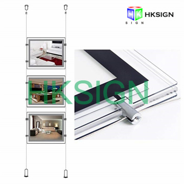 A4 Landscape Window Hanging Display 8.5X11 Inch Crystal LED Poster Frame Light Box Real Estate Sign Holders (3pcs A4 a column)