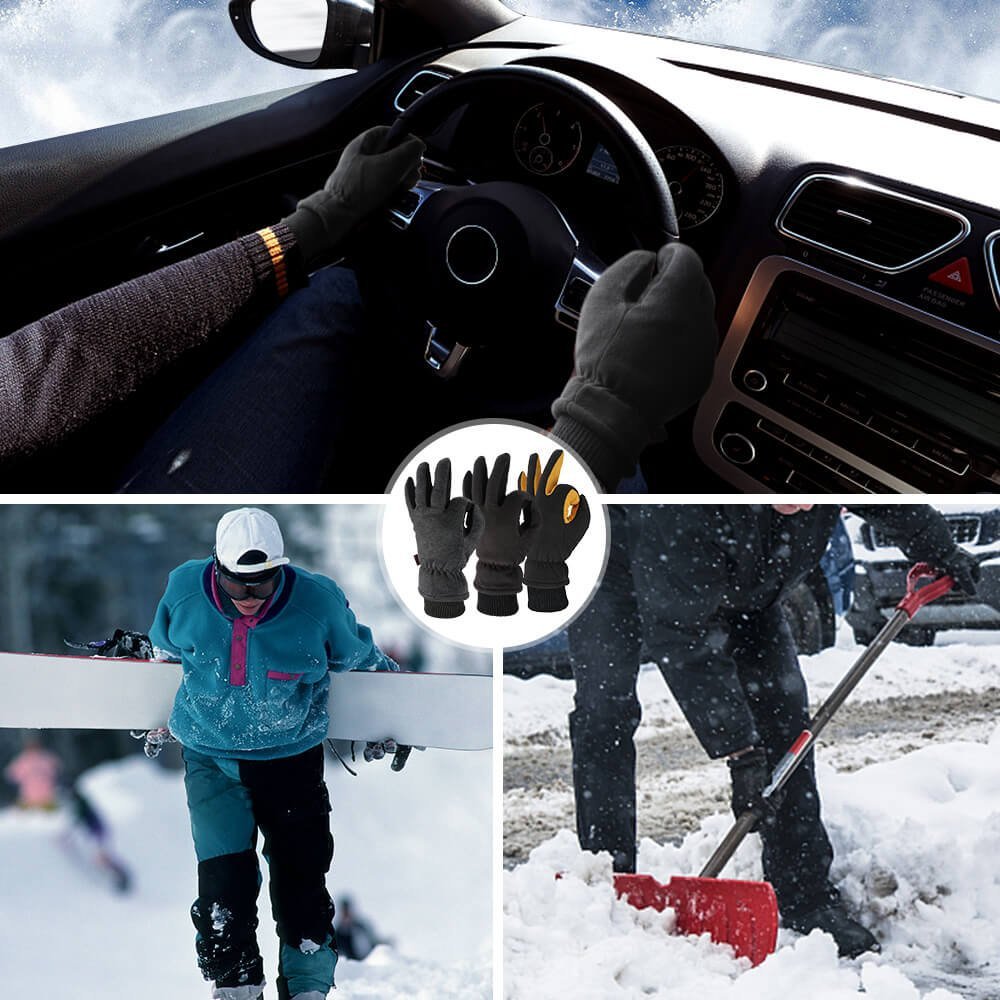 Warm Genuine Deerskin Ski Gloves Outdoor Sport Warm and Fleece Winter Sports Gloves for Men and Women