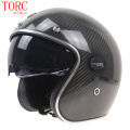 TORC Carbon Fiber Motorcycle helmet Professional Light weight Open Face Helmet with internal sunglasses and Classic 3/4 helmet