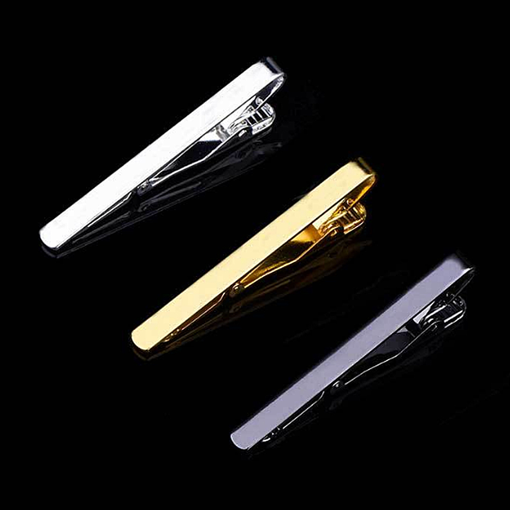 New Simple Fashion Style Tie Clip for Men Metal Gold Tone Simple Bar Clasp Practical Necktie Clasp Tie Pin for Mens Gift