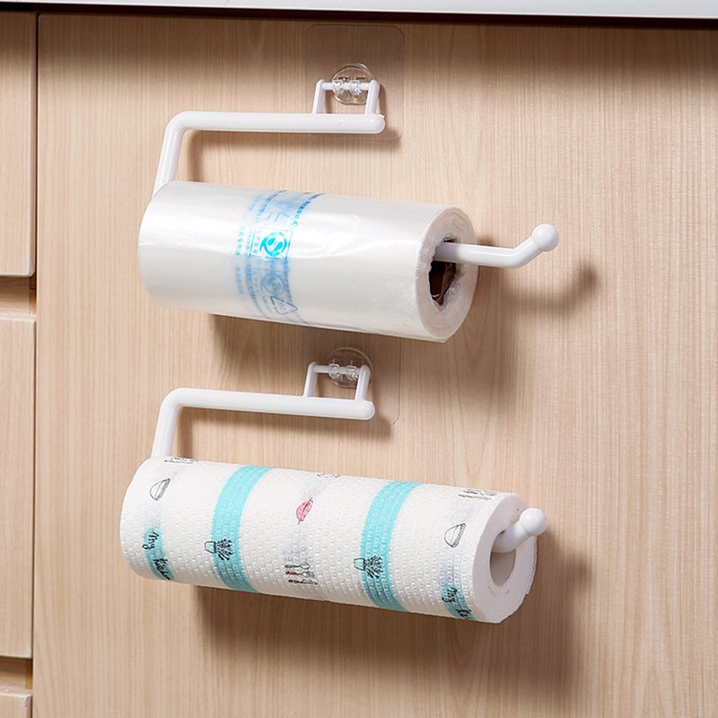 1pcs ABS Kitchen Paper Roll Holder Towel Hanger Rack Bar Cabinet Rag Hanging Holder Bathroom Organizer Shelf --M25