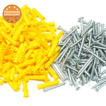 WholeSale High Quality Drywall Ribbed Plastic Anchors With Screws Kit 6x30mm 500pcs Set Expansion Pipe Wall Plug