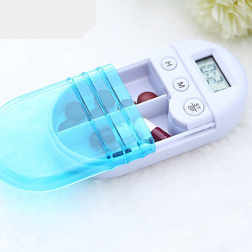 Specialty Clock Portable Grid Intelligent Electronic Timing Pill Case Alarm Timer Pills Reminder Storage Box with Button cell