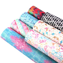 7pcs/set 20*33cm Fine Glitter Printed Faux Synthetic Leather Fabric ,DIY handmade materials For Hairbow Bag ,1Yc5898