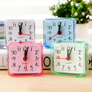 1PC Square Small Bedroom Alarm Clock Transparent Case Compact Digital Alarm Clock Mini Children Student Desk Table Clock