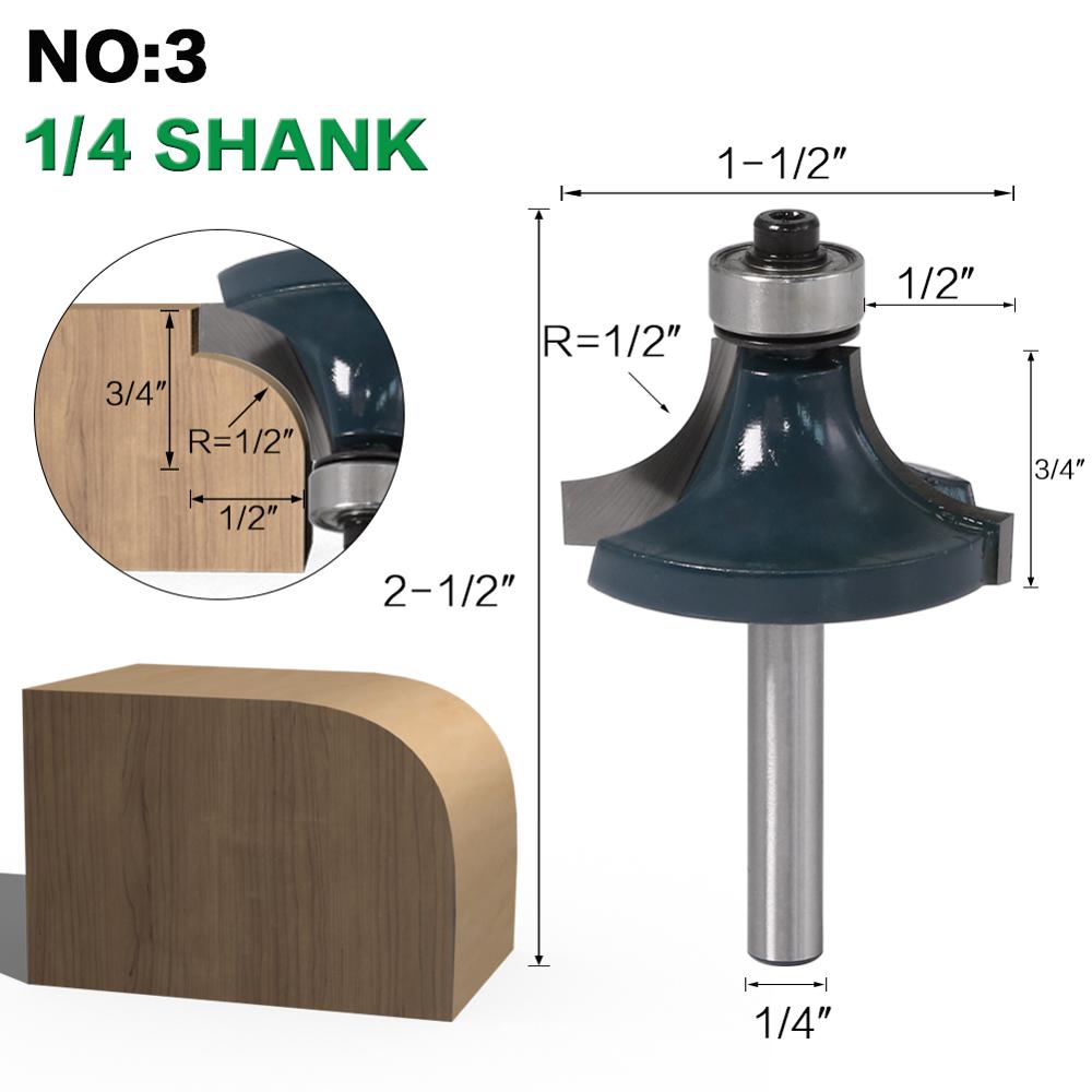 1pcs 6mm shank 1/4" shank Corner Round Over Router Bit with BearingMilling Cutter for Wood Woodwork Tungsten Carbide