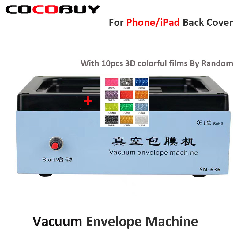 Vacuum Coating Machine Vacuum Envelope Machine DIY Back Cover Film Repair Tool for IPhone Samsung Huawei All Smart Phones