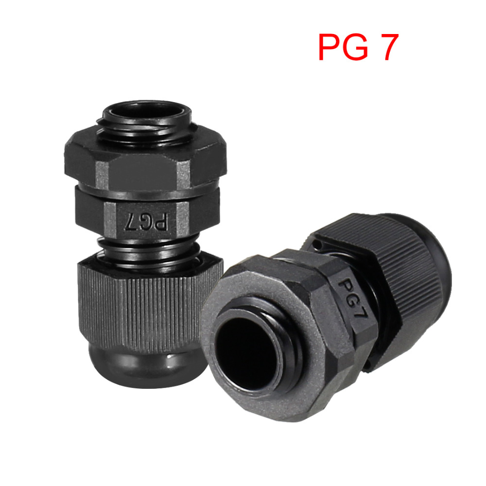 Uxcell Black 6pcs M22/M18/PG11/PG7 Cable Gland Plastic Adjustable Water Proofing Connector Joint Locknut for Fixing Cable